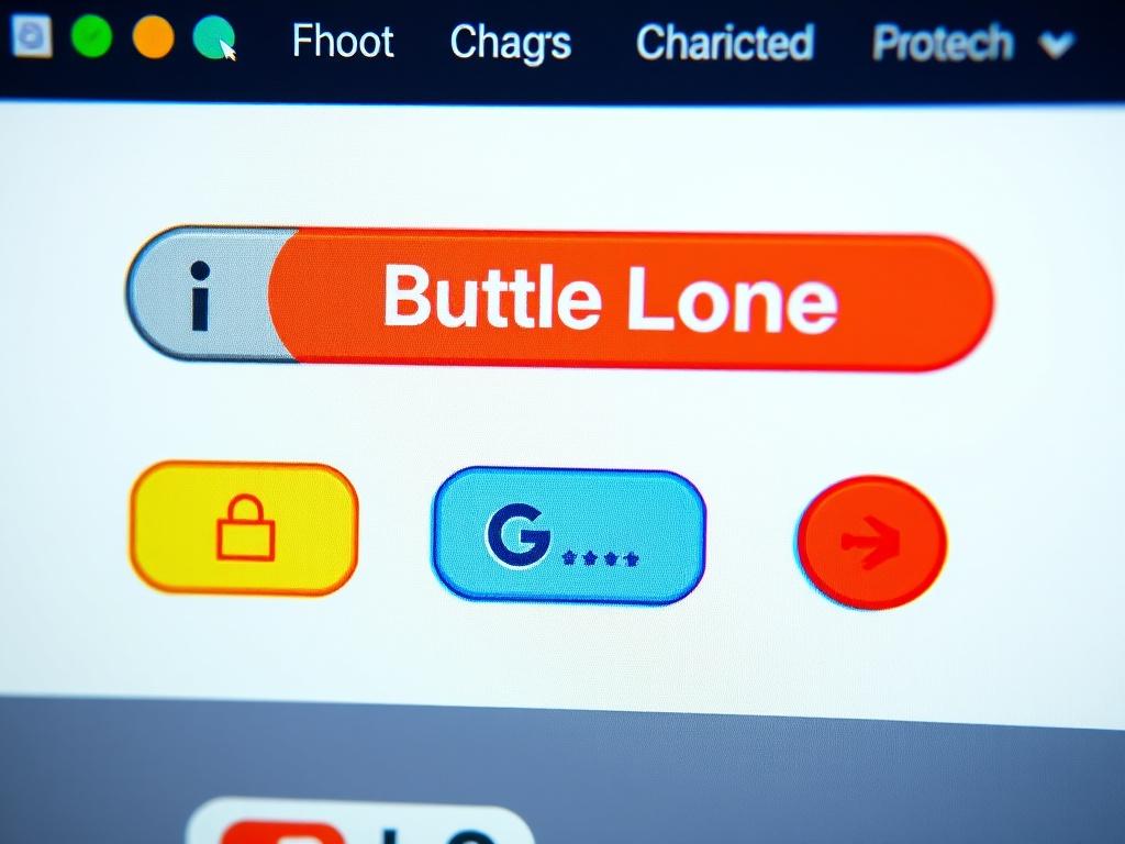 A close-up shot of a website featuring prominently displayed buttons with high visibility. The buttons should have a vibrant color that contrasts sharply with the background, showcasing their design and placement. The background is simple, ensuring the buttons are the focal point of the image. The composition emphasizes the importance of button design in enhancing user interaction on digital platforms.