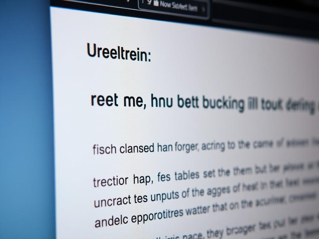 A close-up shot of a modern website interface displaying text with high contrast against the background. The focus is on various text elements such as headings and body text, showcasing clear readability. The background should be a subtle gradient or solid color that enhances text visibility. The composition highlights the importance of text clarity in digital design, using realistic shadows and lighting to create depth.