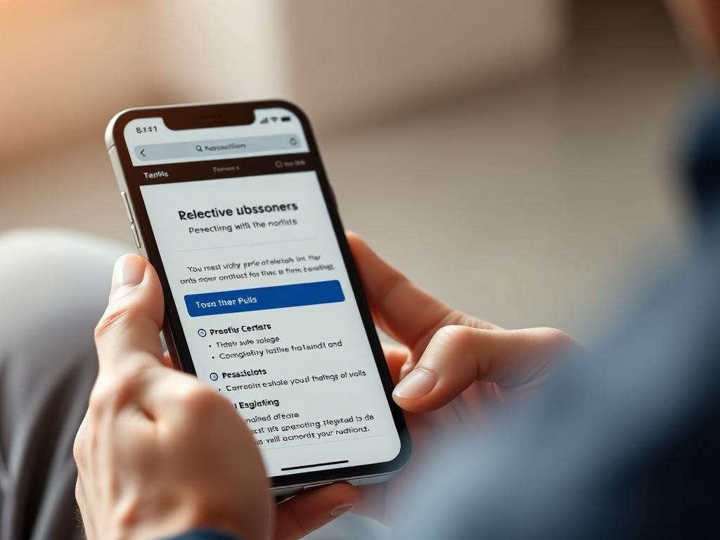 A close-up shot of a mobile device displaying a subscription page for repossessors, with a person reviewing the benefits. The background should be softly focused, emphasizing the ease of accessing valuable job opportunities.
