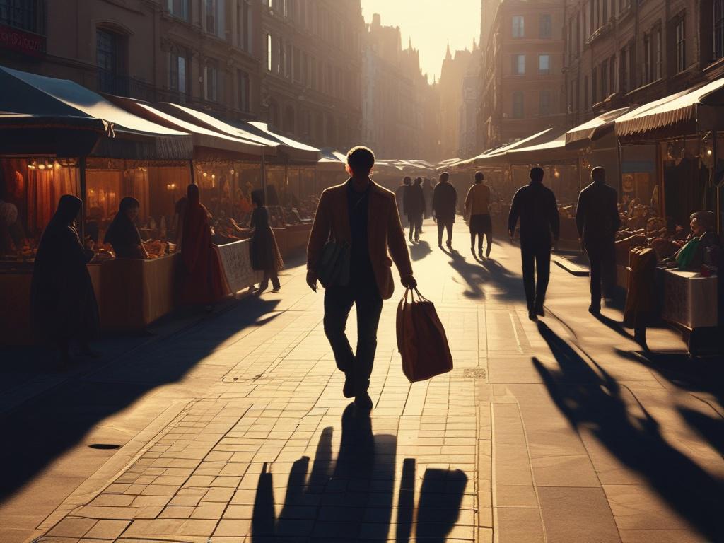 A professional videographer filming a traveler walking through a bustling