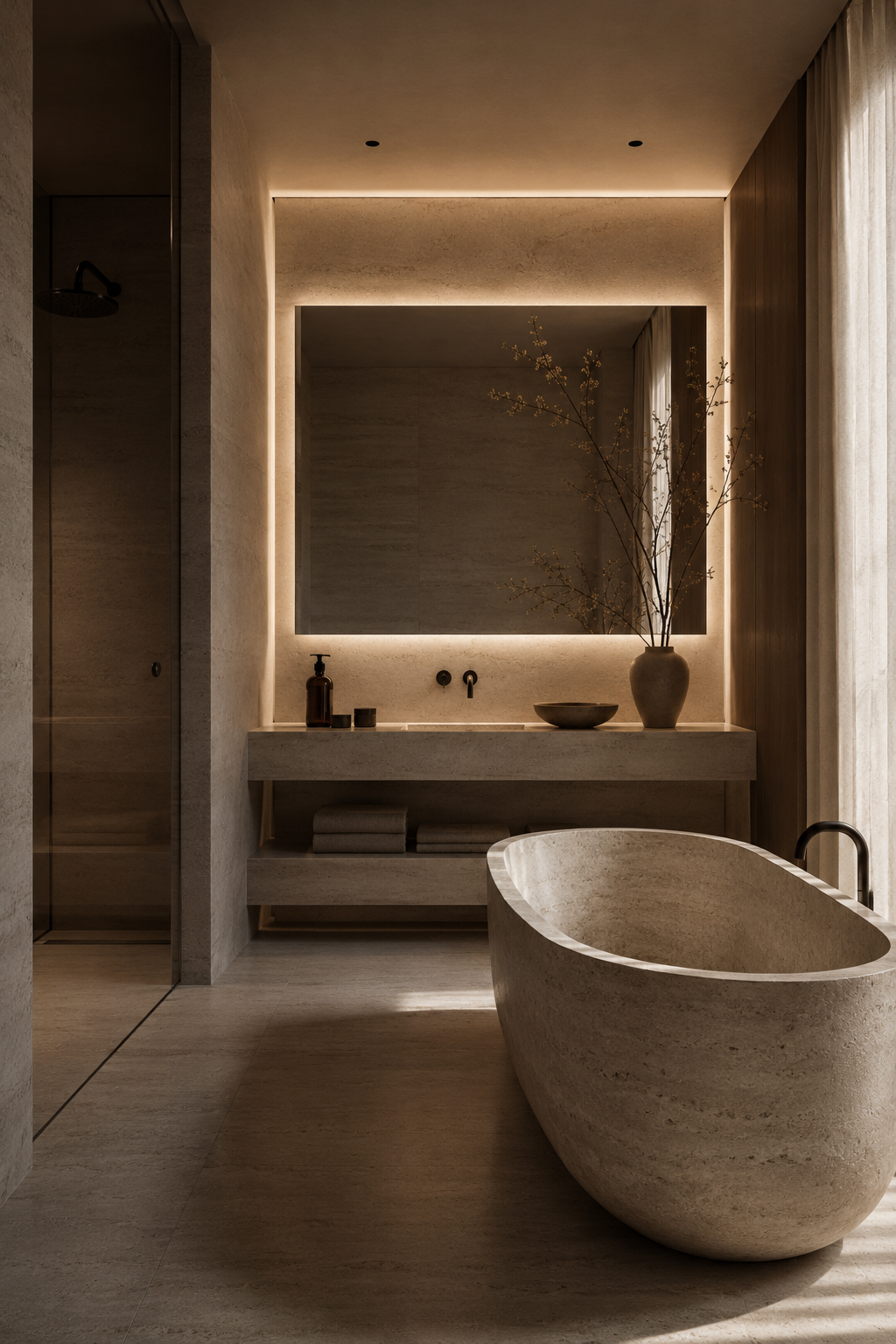 Luxuriöses minimalistisches Badezimmer