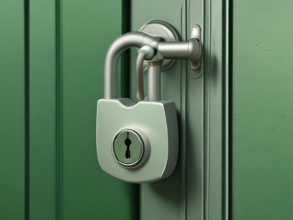 A hyper-realistic close-up shot of a secure lock symbolizing trust and safety. The background should be a soft gradient of green tones that complement the primary color rgb(50, 170, 39). The lock should be detailed and shiny, showing reflections, and there should be no text or abstract shapes in the image.