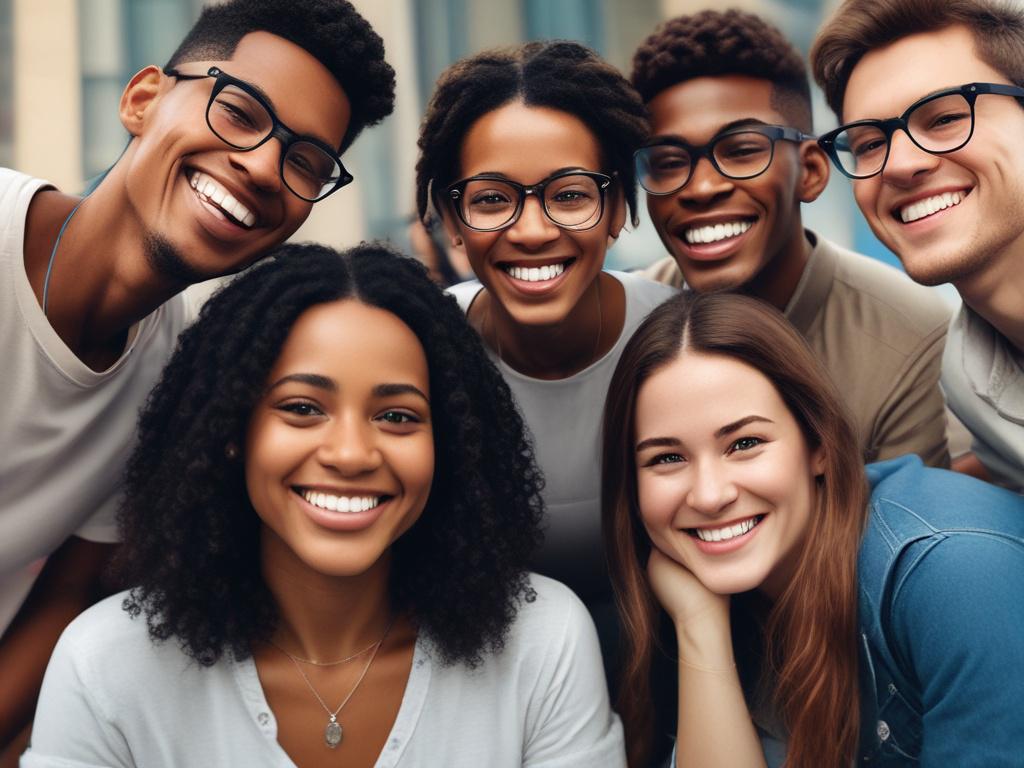 A hyper realistic close up shot of a diverse group