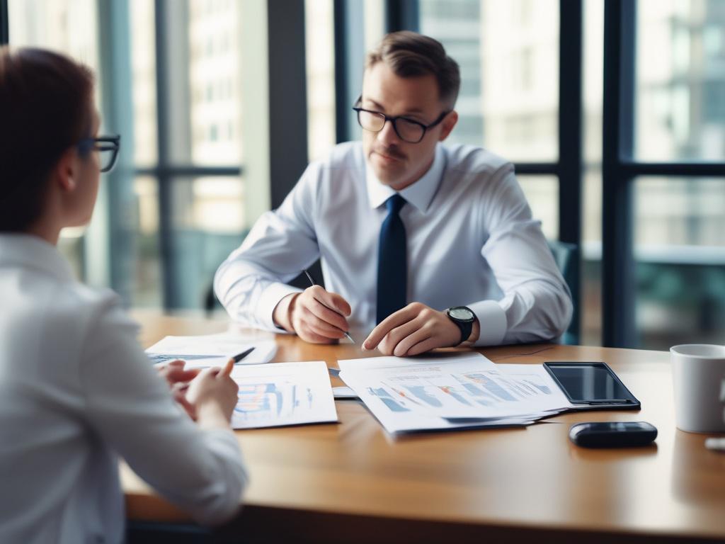 A close up shot of a financial advisor discussing with