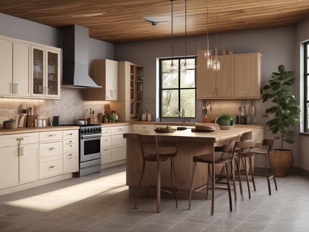 modern kitchen design, elegant cabinetry, open layout, natural light, functional