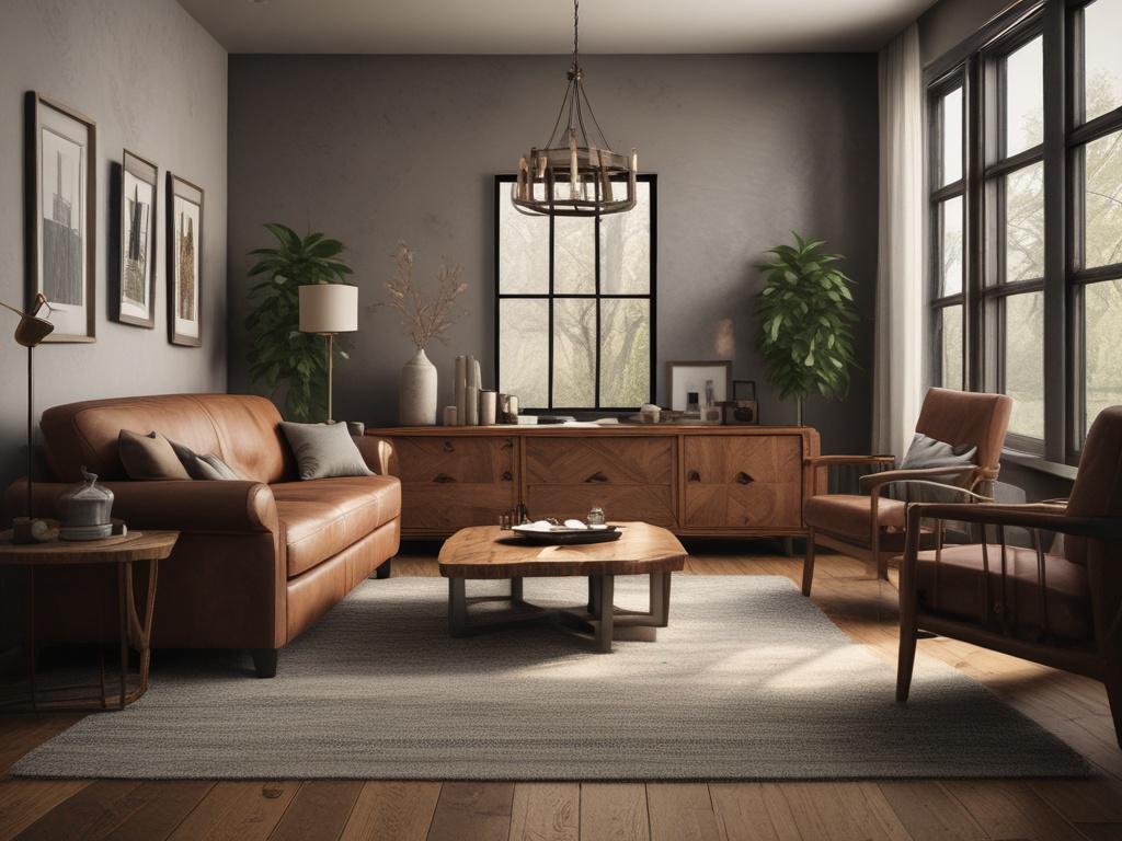 high quality custom furniture, rustic design, cozy home interior, wooden