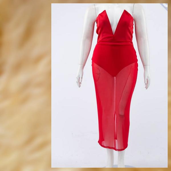 Sexy Red See Through Dress