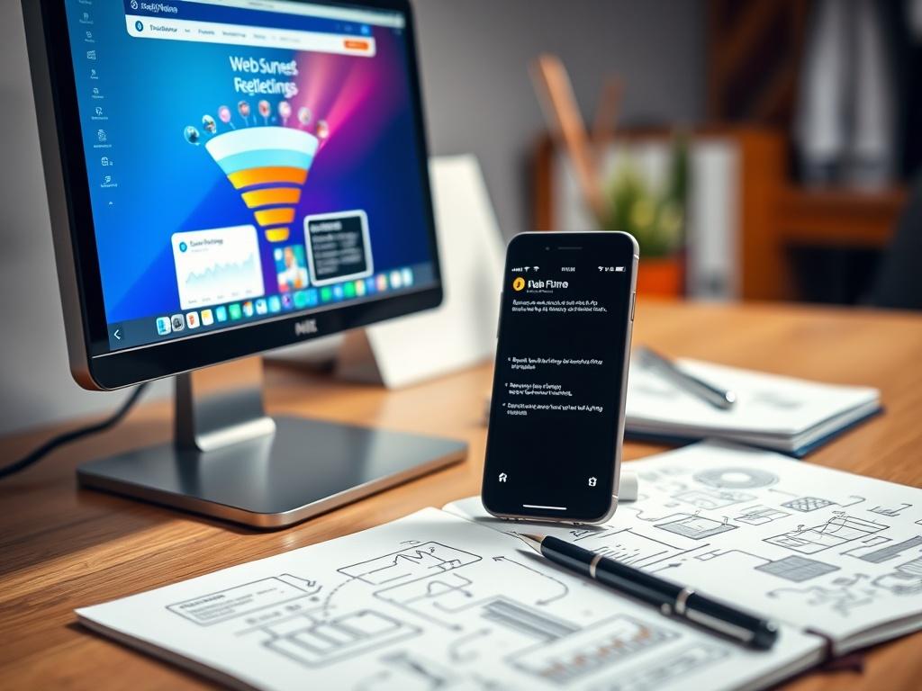 A professional office setting with a desktop computer showing a