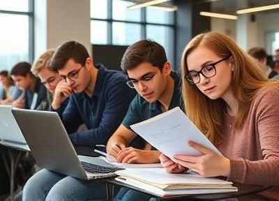 High school students studying