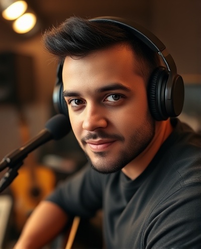 Musician portrait in studio