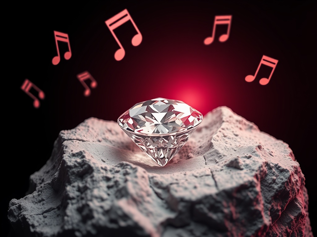 Diamond in the rough with music notes