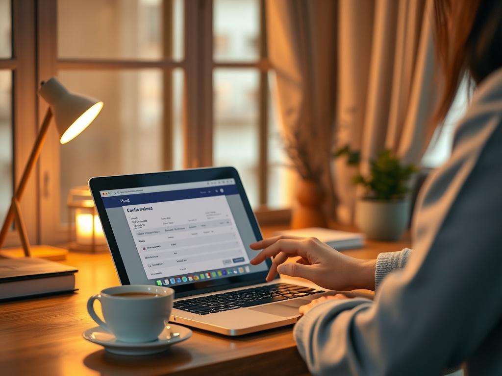 A serene travel themed workspace with a person reviewing travel