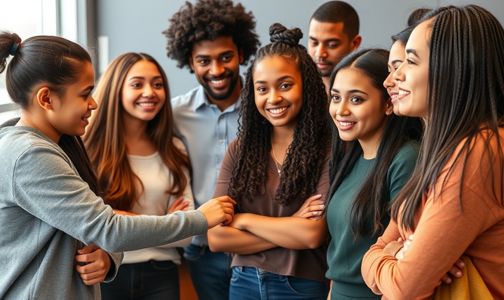 Youth engaged in leadership workshop demonstrating confidence and collaboration