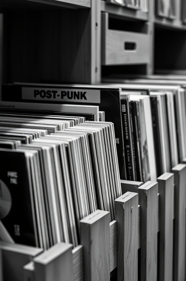 Vinyl records in crates