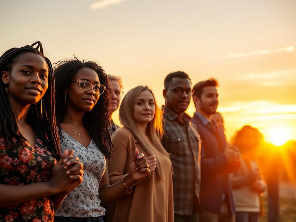 A close up shot of a diverse group of individuals