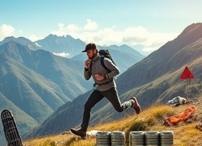 Outdoor fitness training in mountains