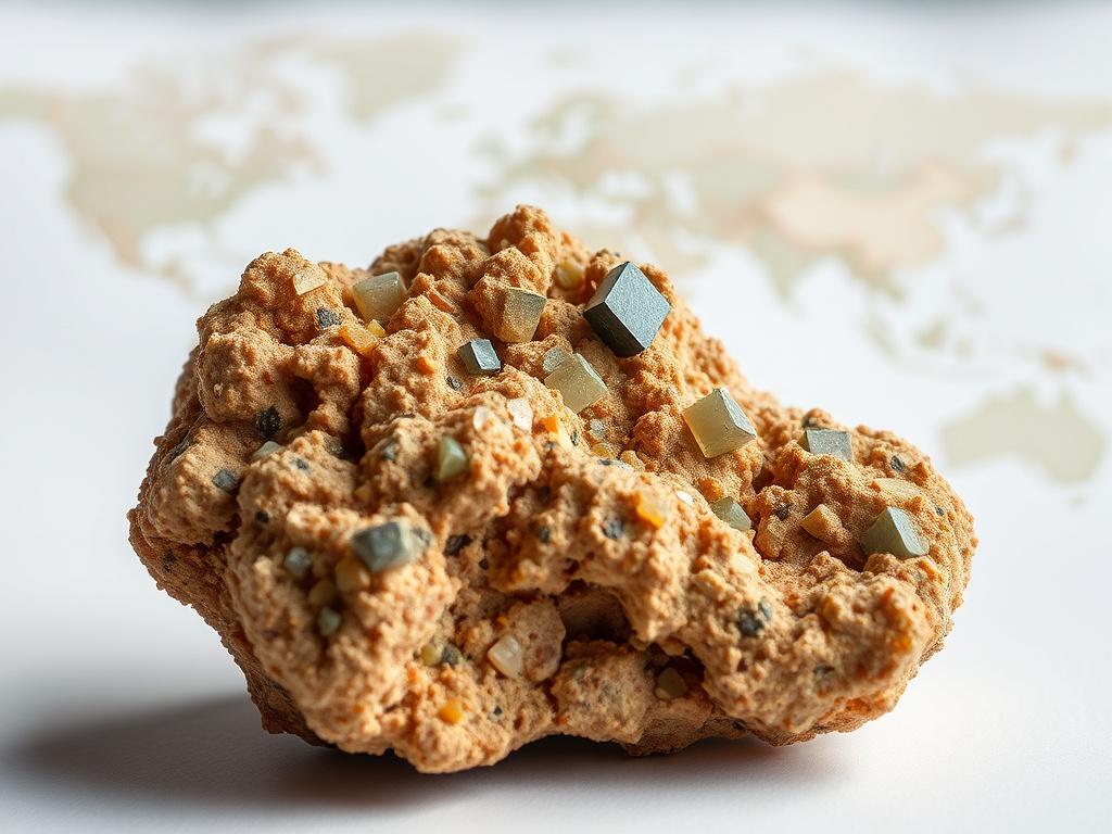 **AI Image Generation Prompt:**

Create a realistic high-resolution photograph that captures the essence of the blog titled "Terres rares 2025 : l’Afrique entre l’étau chinois et le bras de fer USA." The composition should be simple and clear, featuring a single, powerful subject that embodies the complexities of international trade and resource management.

**Subject Matter:** Focus on a close-up shot of a rare earth mineral, such as monazite or cerite, which symbolizes the importance of rare earth resourc