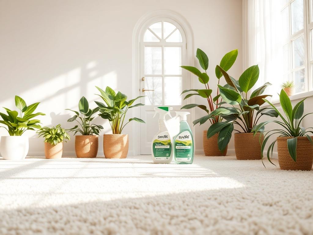 A bright and airy room showcasing eco friendly cleaning products