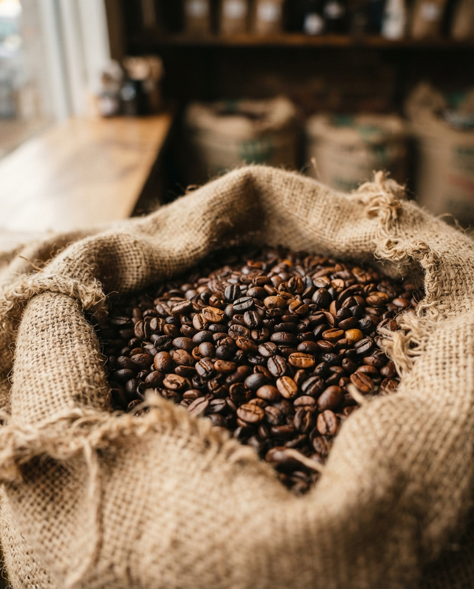 Freshly roasted coffee beans