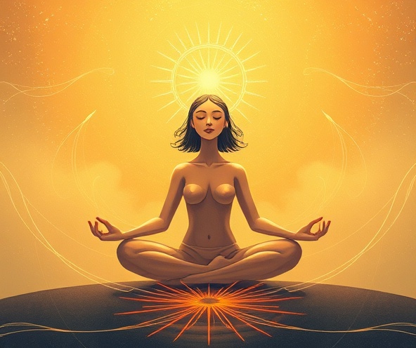 Empathic person in lotus position with spiritual energy