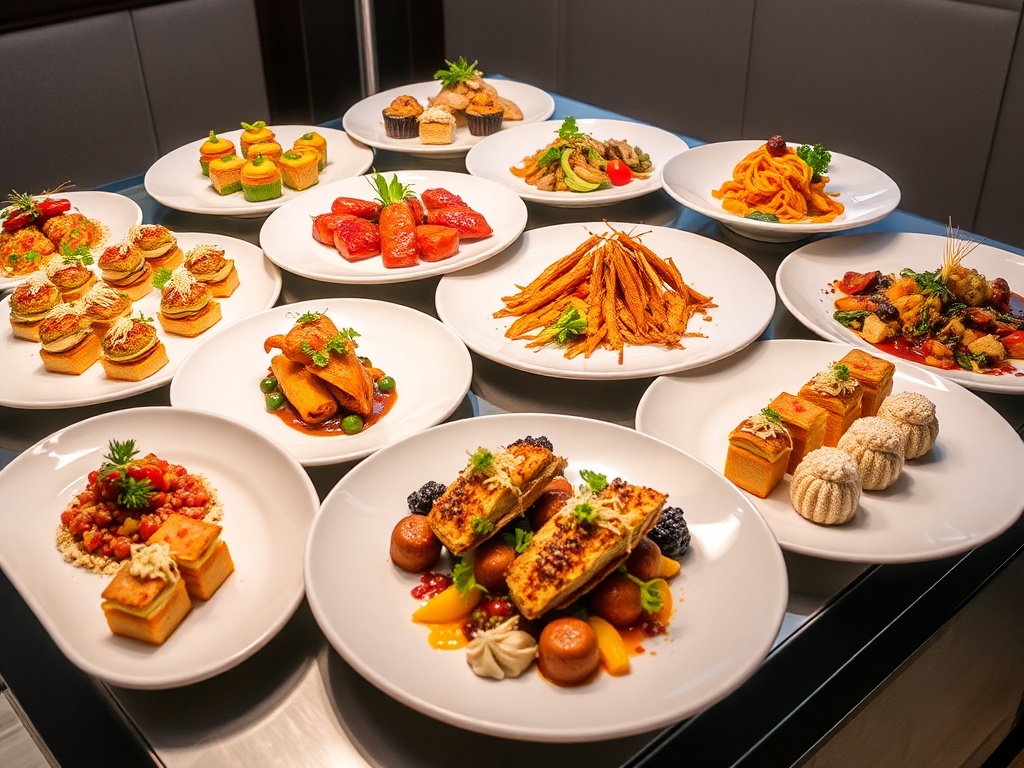 Gourmet catering dishes