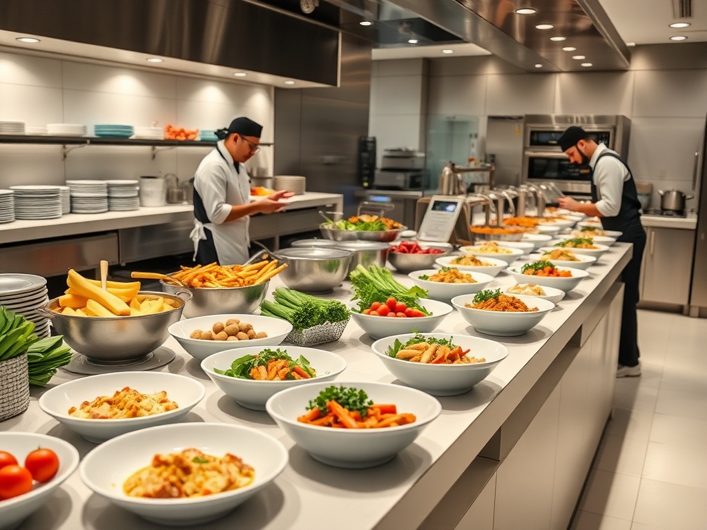 Professional kitchen food preparation