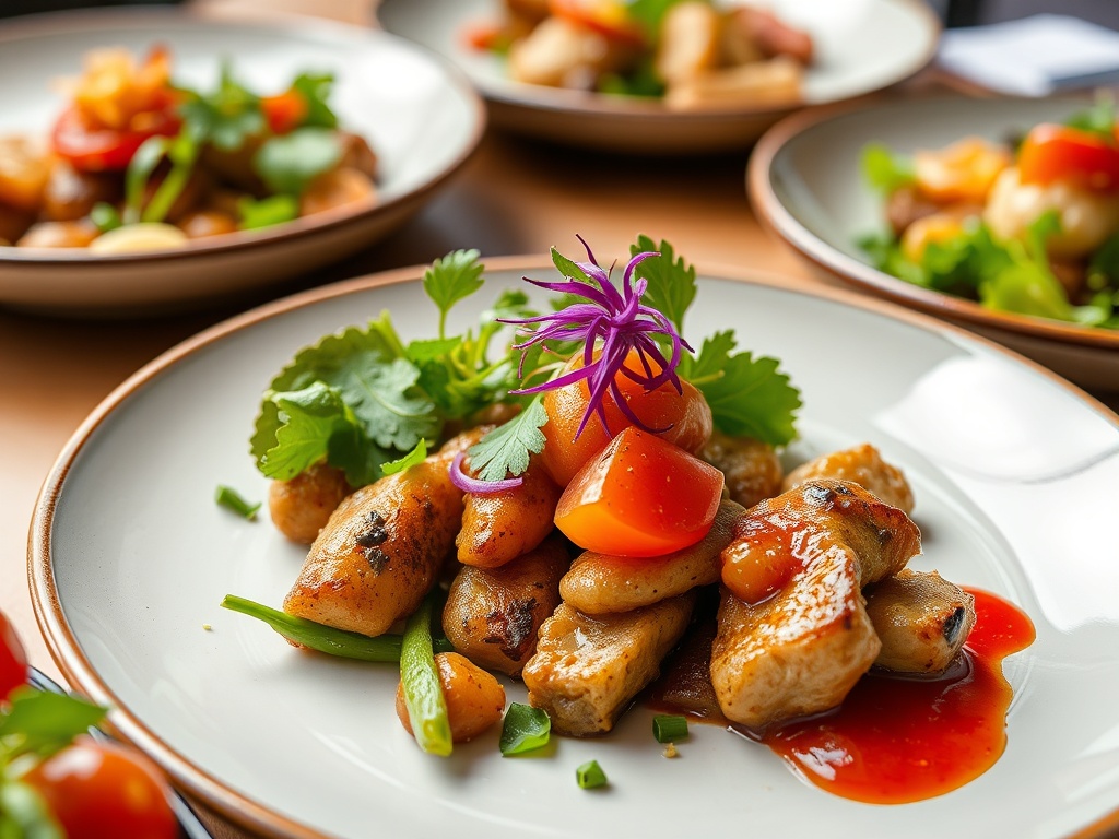 Beautifully plated gourmet dishes
