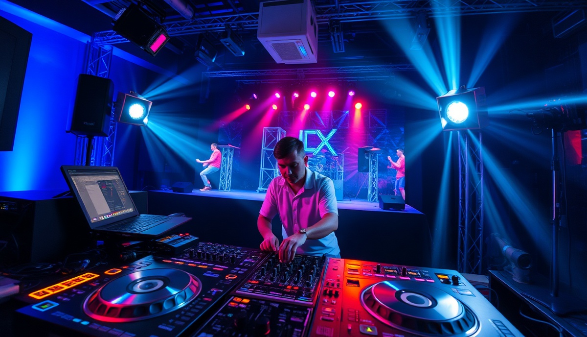 Professional DJ music setup