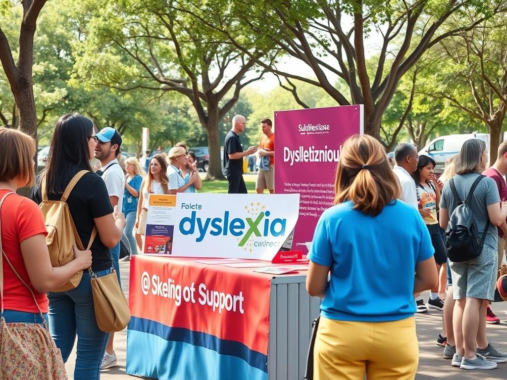 A vibrant community event setting with people engaging in discussions