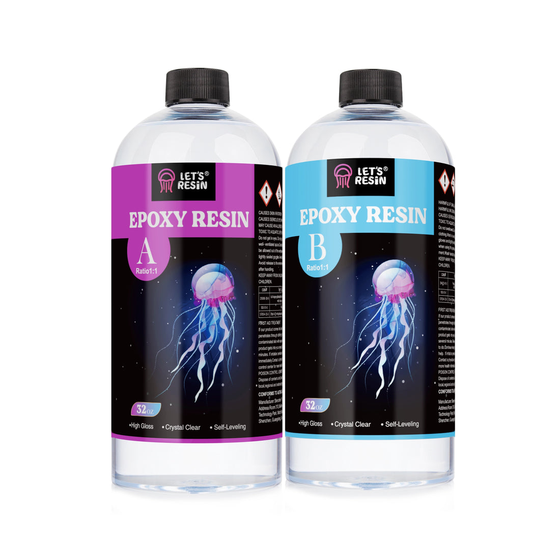 Let's Resin 64 ounce clear epoxy resin and hardener kit in two 32 ounce bottles