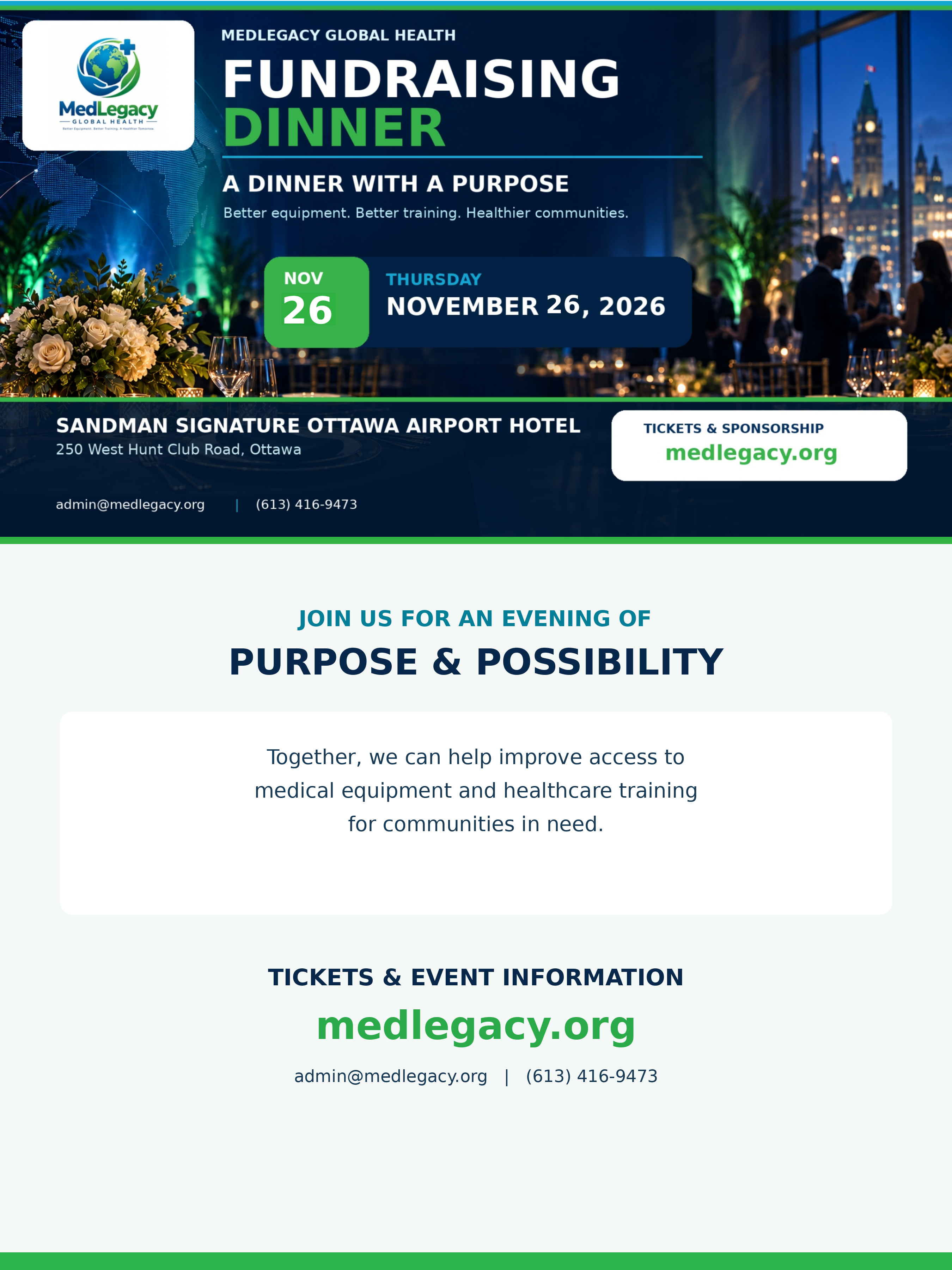 MedLegacy Global Health Fundraising Dinner, November 26, 2026