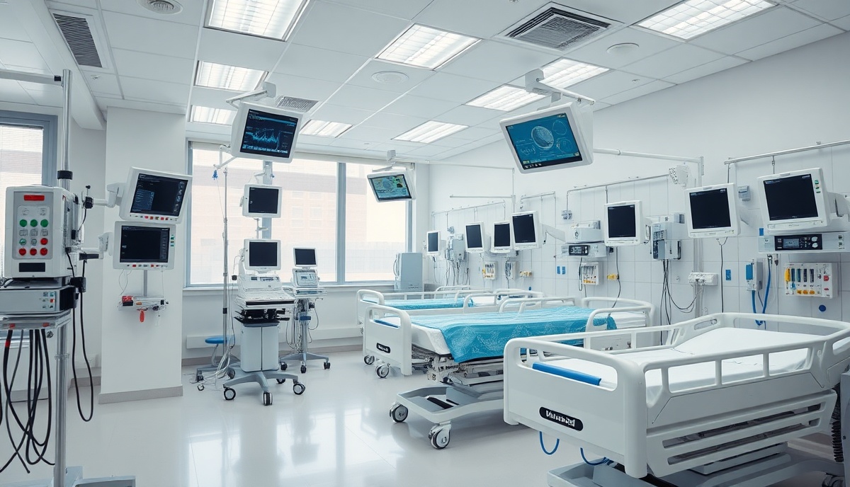 Modern hospital ward with medical equipment