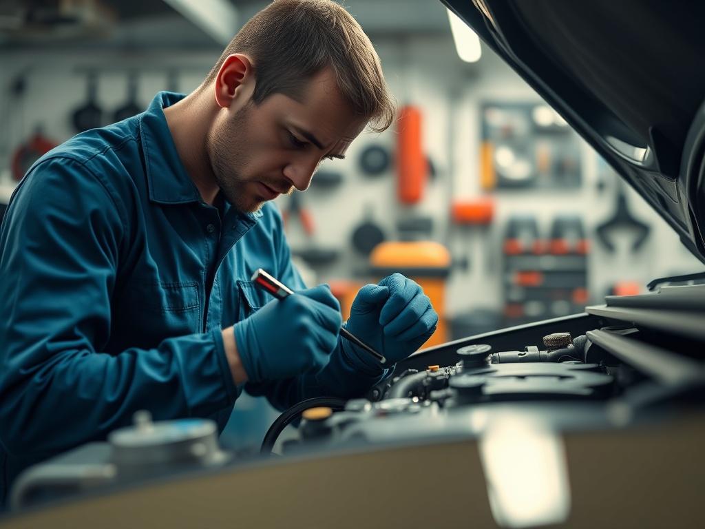 A hyper realistic close up shot of a skilled mechanic