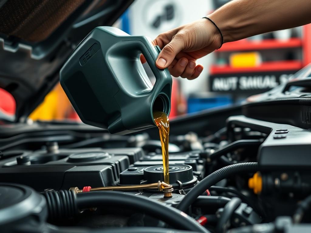 A close up shot of an oil change service in