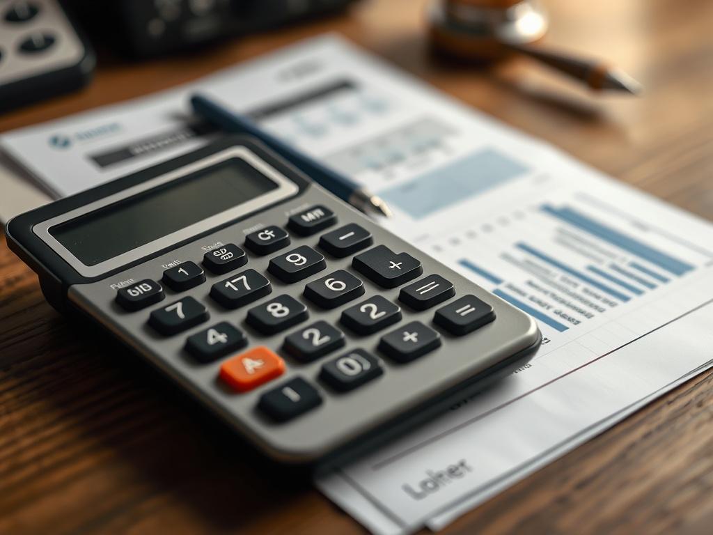 A close up shot of a calculator and financial documents