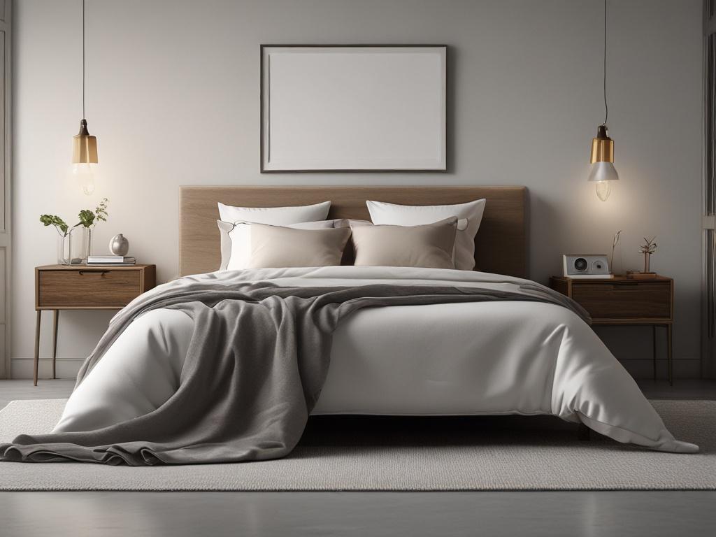 chic bedroom, cozy retreat, luxury bedding, stylish decor