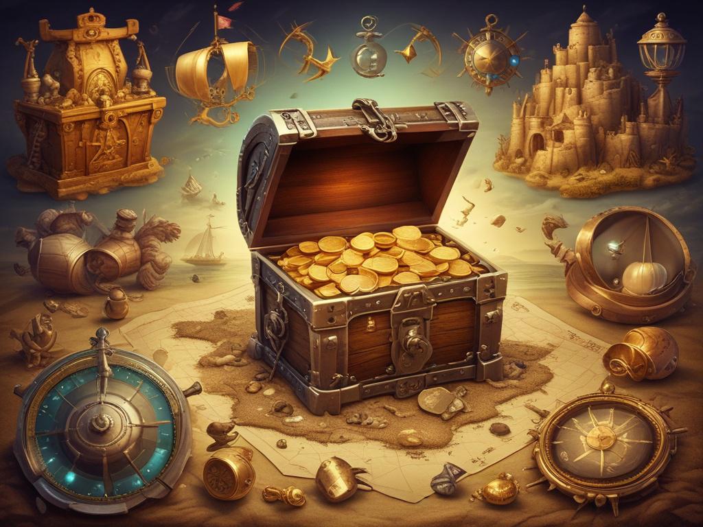 1. Hidden Gem
2. Treasure Chest
3. Gold Coins
4. Ancient Map
5. Sparkling Jewel
6. Adventure
7. Discovery
8. Nautical Theme
9. Abundant Nature
10. Wealth
11. Glittering Riches
12. Pirates
13. Exploration
14. Mystery
15. Vintage 
16. Curiosity
17. Treasure Hunt 
18. Pirate Ship 
19. Fortune 
20. Bounty