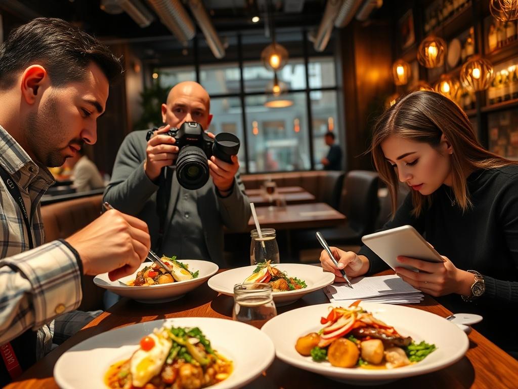 A vibrant content creation session at a trendy NYC restaurant