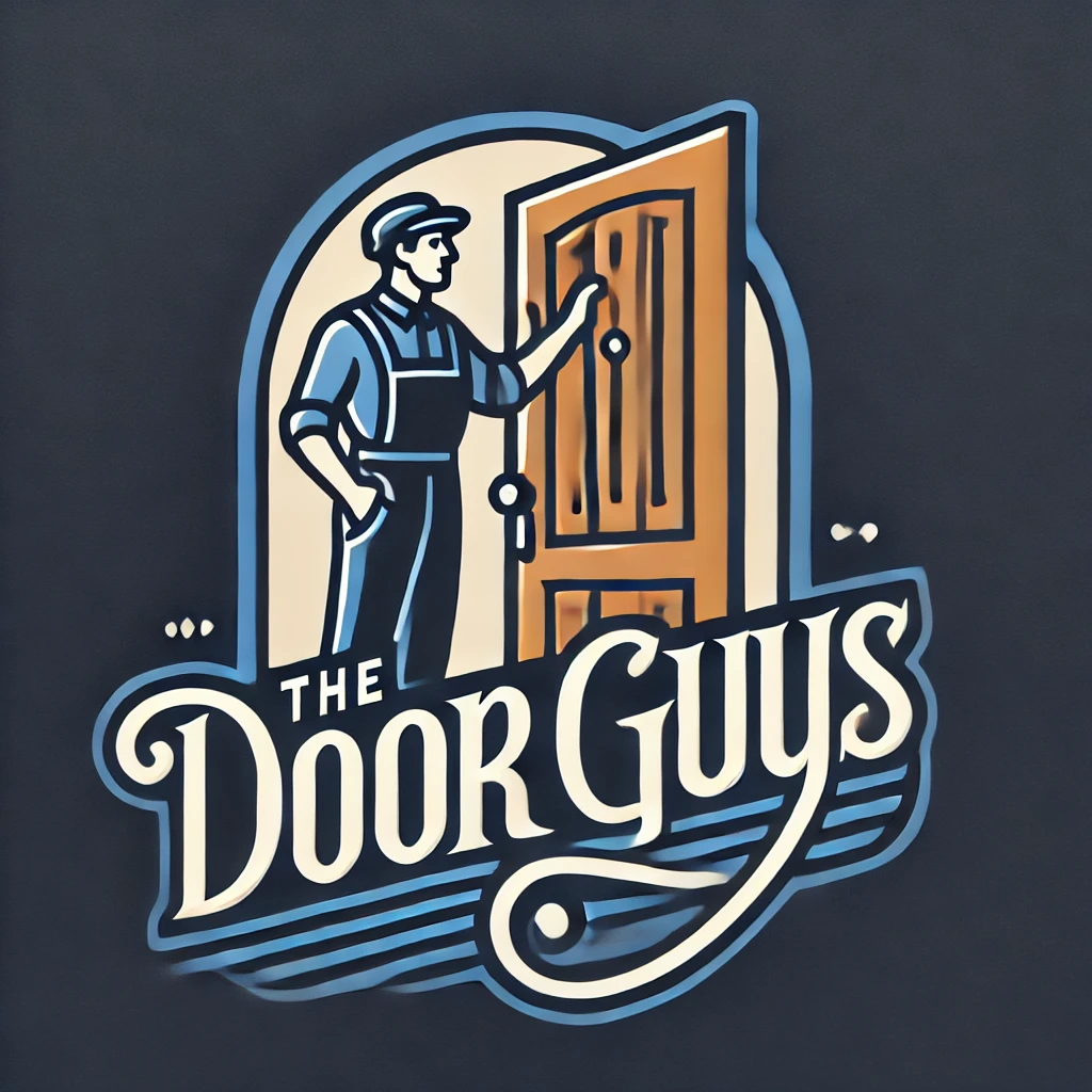 DALL·E 2025-03-05 10.17.24 - A modern and sleek logo for 'The Door Guys,' a door installation business. The logo features a stylish, minimalist depiction of a handyman opening a b.webp