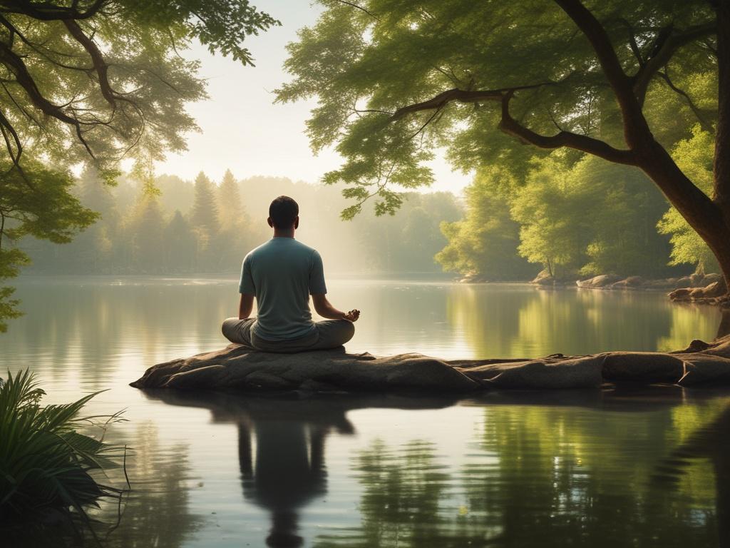 Create a realistic high resolution of a serene landscape featuring
