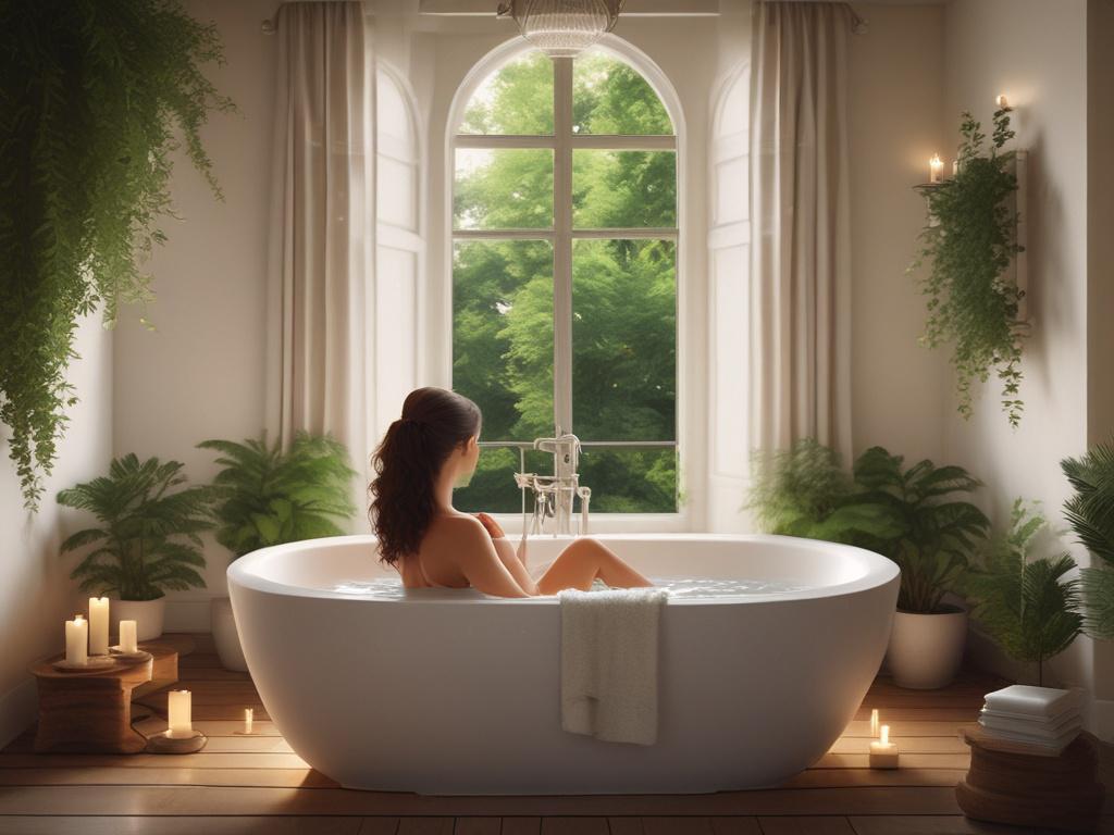 A cozy and calming scene showcasing a person enjoying a