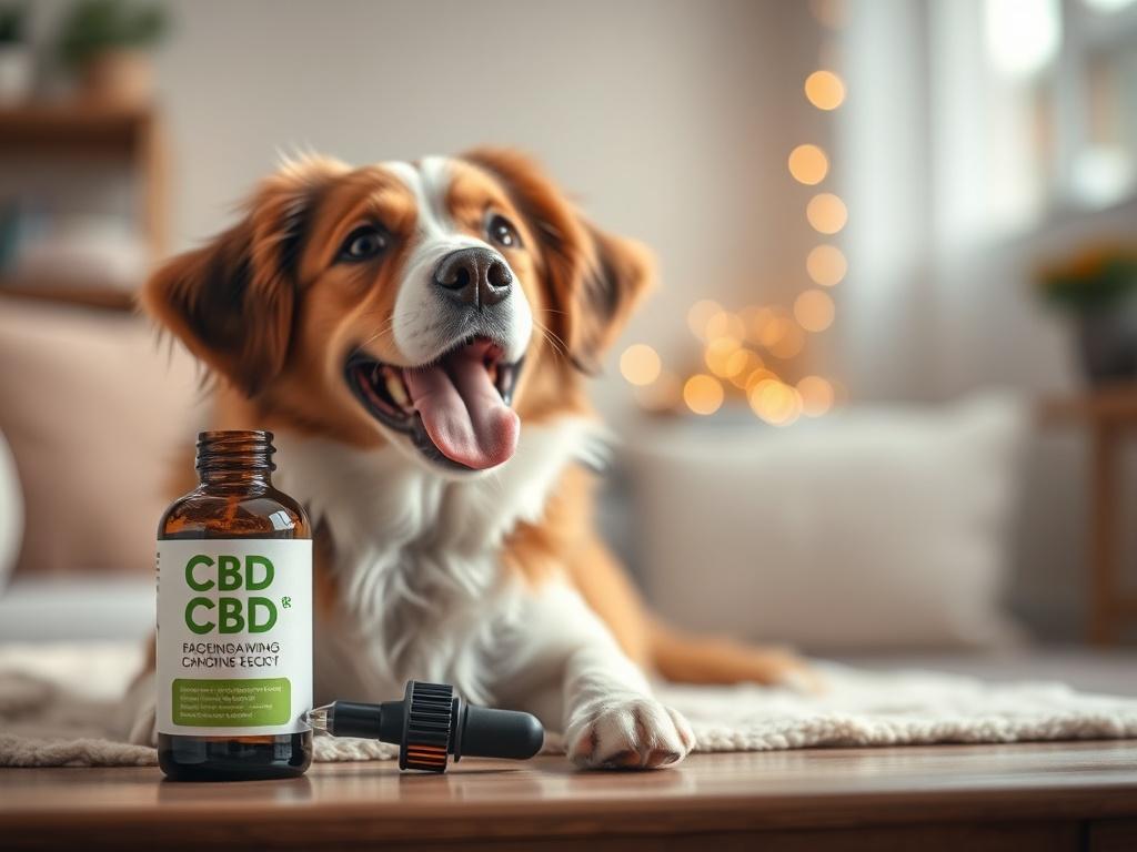 A high resolution image of a happy dog with a