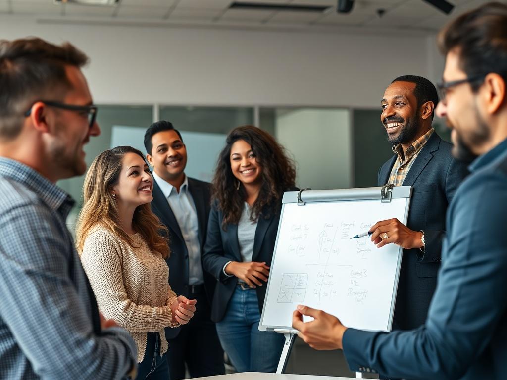 A close up shot of a diverse group of professionals