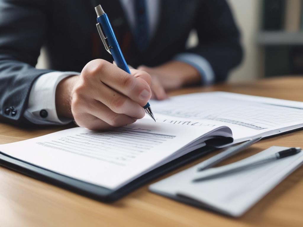 A hyper realistic close up of a person writing a