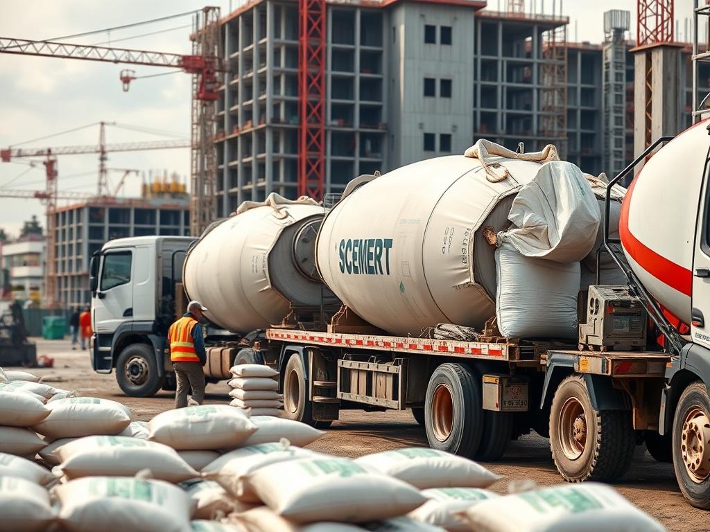 A close up shot of a cement trading operation, with