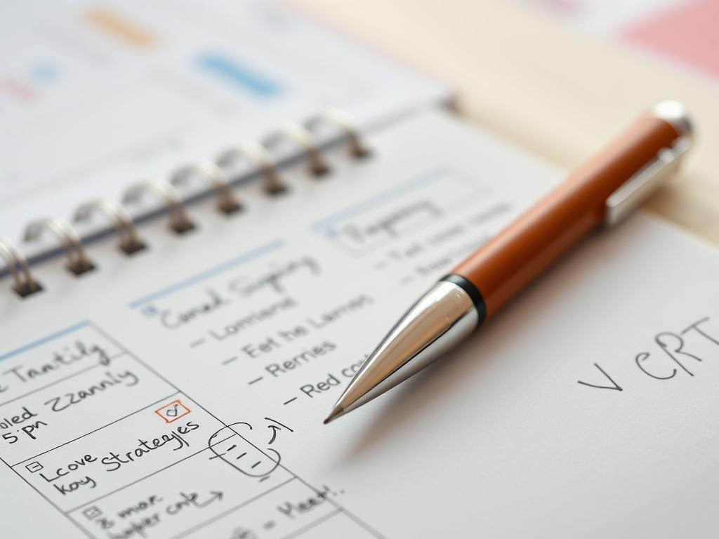 A close up shot of a planner with handwritten ideas