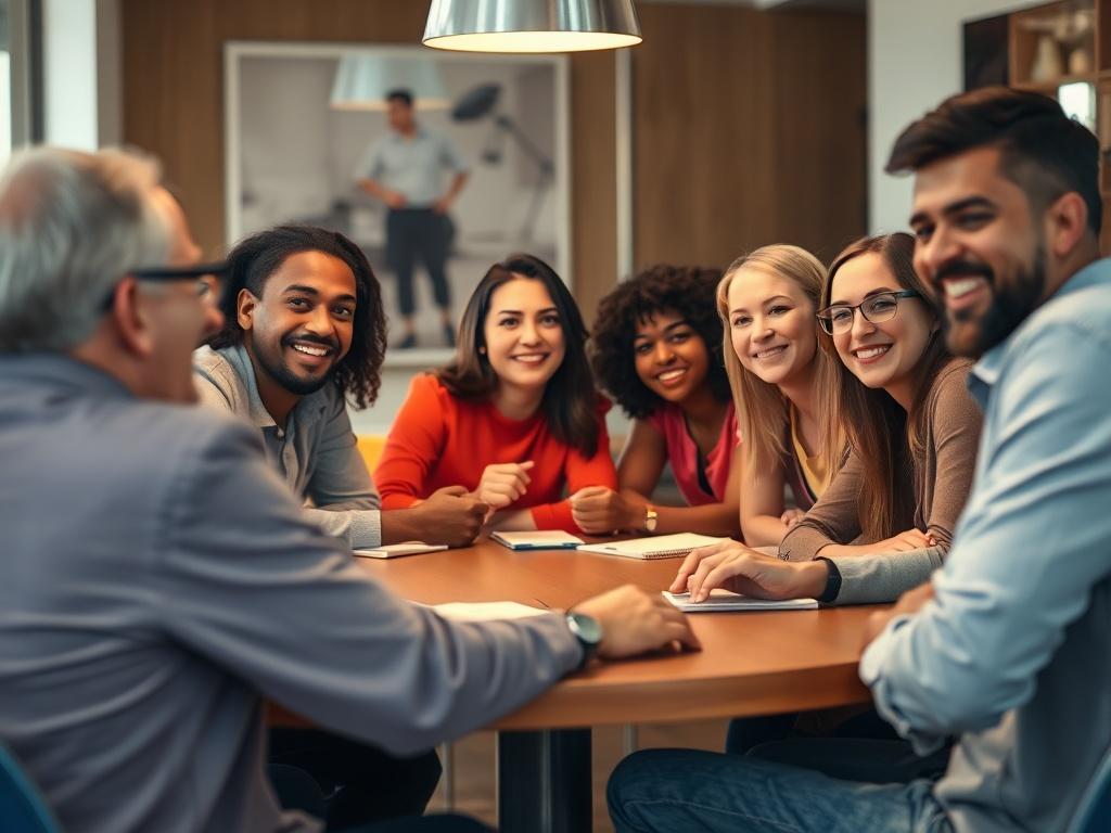 A close up shot of a diverse group of people