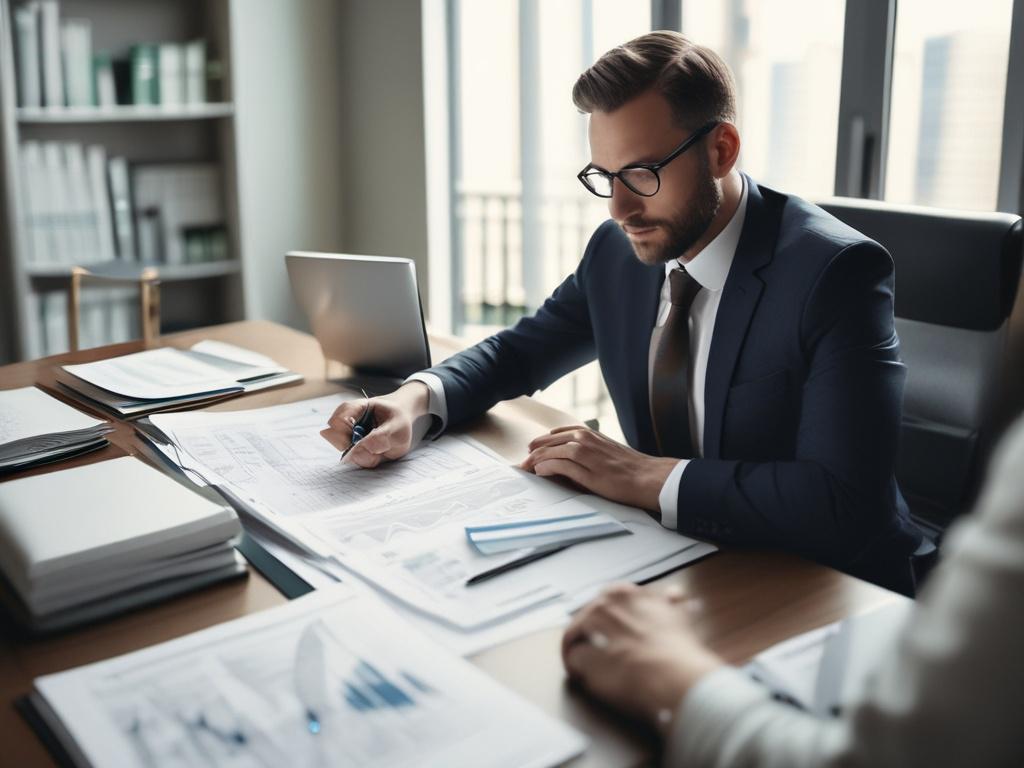 A close up shot of a professional financial advisor discussing