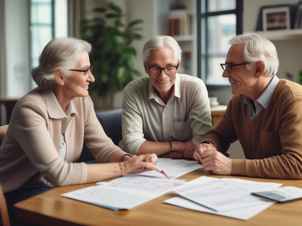 A close up shot of a retirement planner discussing future