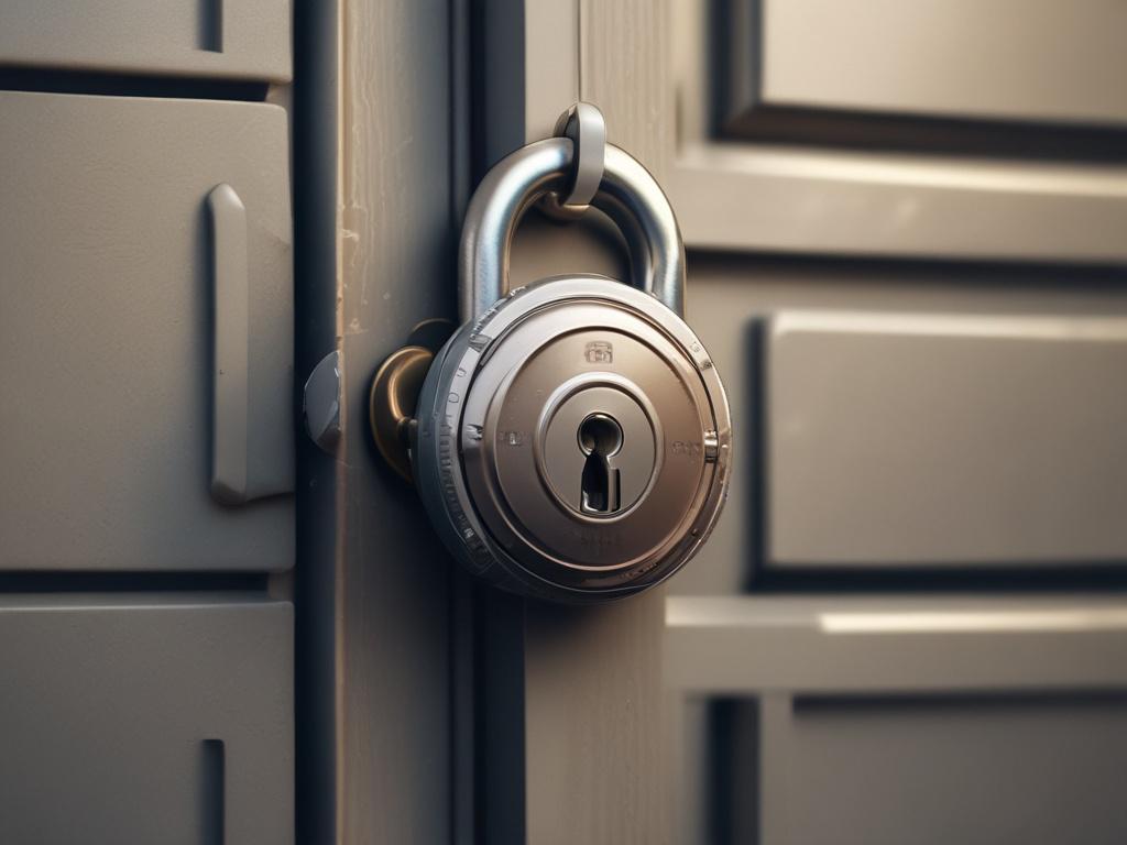 A realistic high-resolution photo of a secure lock symbolizing safety and trust. The lock should be the main focus, placed against a softly blurred background that suggests a digital environment. The image should be vibrant, with green tones that align with the primary color rgb(50, 170, 39). The composition should be simple and clear, emphasizing the lock as the central subject.